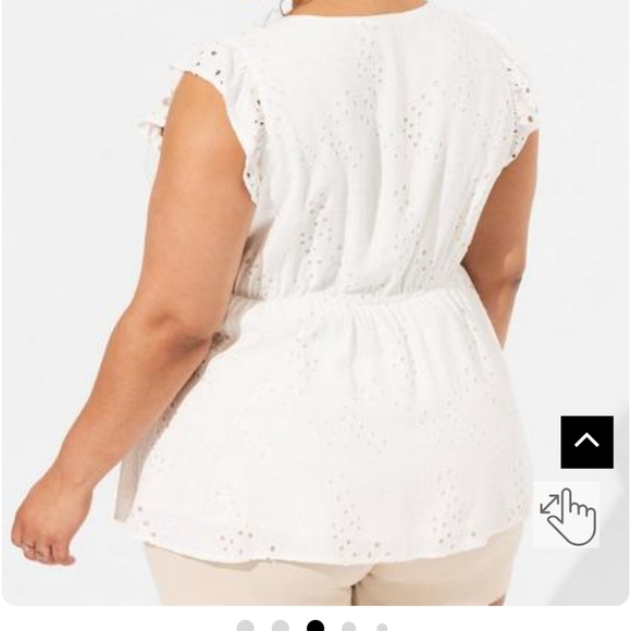 NWT Torrid White Eyelet Ruffle Sleeve Babydoll top 0/L/12 - Picture 5 of 6